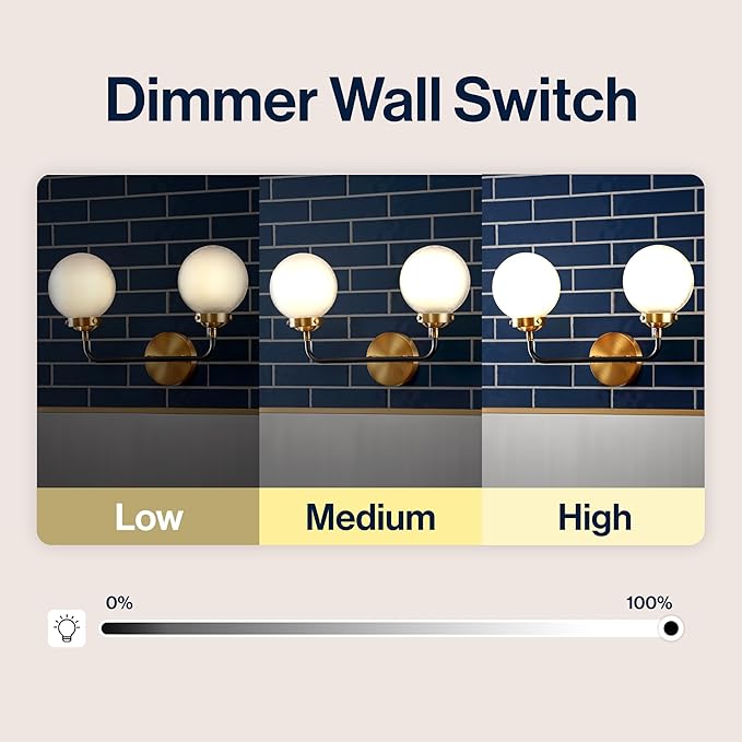 JONATHAN Y 18" Brass Gold/Black/White 2-Light LED Wall Sconce Vanity Lighting, Clear Glass Globe Shade Modern Contemporary Sconce for Bathroom Mirror, Hallway, UL Listed (JYL9057B)