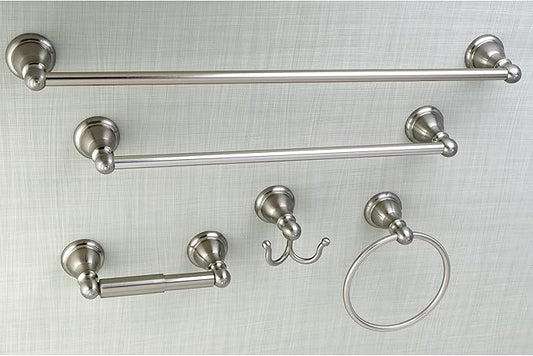 Kingston Brass BAHK5112478SN Santa Fe 5-Piece 18-Inch and 24-Inch Towel Bars Bathroom Accessory Set in Brushed Nickel