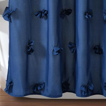 Lush Decor Riley Shower Curtain, 72" W x 72" L, Navy - Bathroom Curtain - Coquette Decor - Bow Shower Curtains - Cottage Core - Fabric Shower Curtains