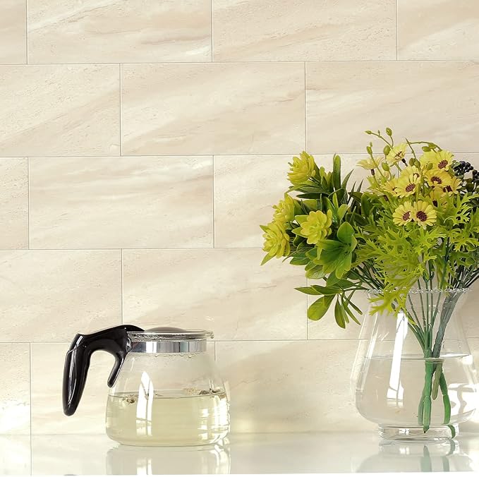BeNice Peel and Stick Tile Backsplash Bathroom Beige 23pcs