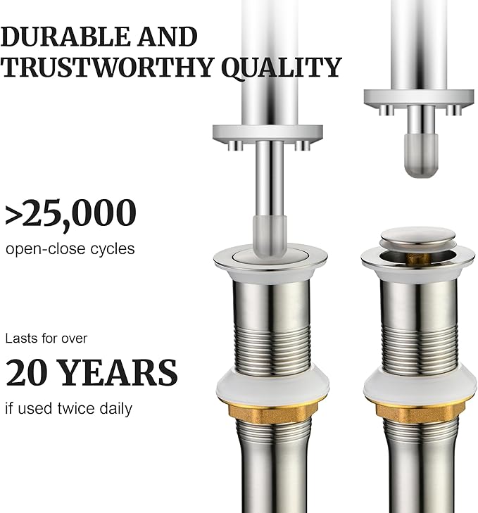 Pop up Sink Drain Stopper for Bathroom Vessel Vanity Sink Art Basin Brushed Nickel, Small Cap Without Overflow, Metal Pop-up Drain Strainer with Detachable Basket Stopper | Pop Up Drain, Made of Metal, Small Cap, with Detachable Basket Stopper, Drain F...