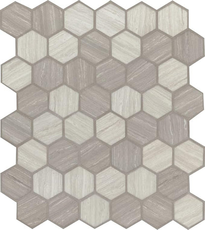 MSI Silva Oak Hexagon Glass Tile for Kitchen Backsplash, Wall Tile for Bathroom, Accent Wall Tile, and Shower Wall Tile, 12.75 in. x 11.