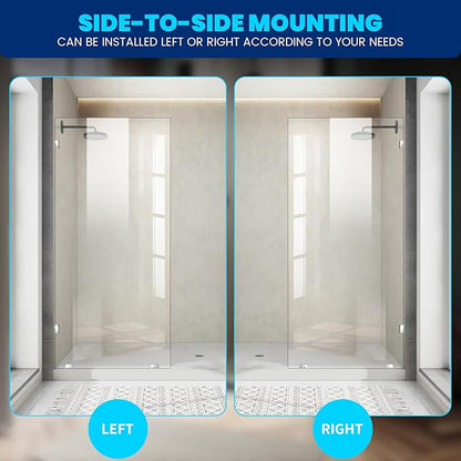 Bathroom Shower Glass Door 32 * 78" - 5/16"(8mm) Thick Clear Tempered Glass Panel, Fixed Hinged Framless Shower Glass Door with Clamps, Chrome