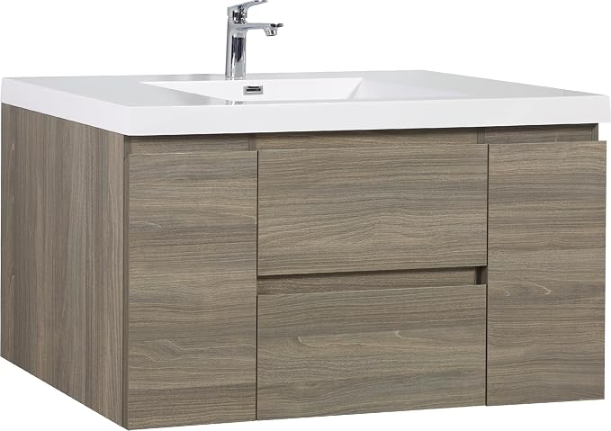 48 Inch Floating Bathroom Vanity with Sink, Large Storage Wall Mounted Floating Vanity with Soft Close Drawers, One-Piece Basin Bathroom Sink Cabinet (Ash Grey, 48 Inch)