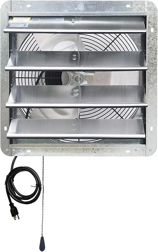 Iliving ILG8SF16V-T Wall-Mount Shutter Exhaust Fan, 16" - Variable Speed, Silver