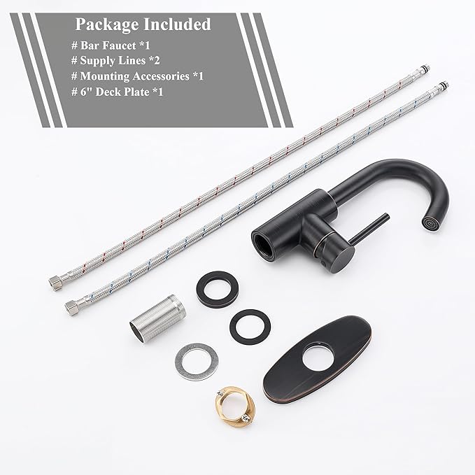 Wet Bar Sink Faucet, Lead-Free Single Handle Prep Sink Faucet, Stainless Steel Single Hole Bathroom Vanity Faucet, Oil Rubbed Bronze JU1100-ORB