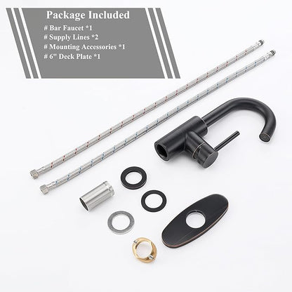 Wet Bar Sink Faucet, Lead-Free Single Handle Prep Sink Faucet, Stainless Steel Single Hole Bathroom Vanity Faucet, Oil Rubbed Bronze JU1100-ORB