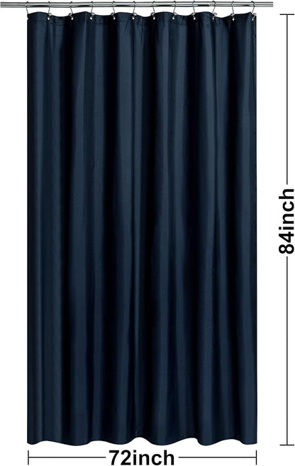 N&Y HOME Fabric Shower Curtain or Liner Extra Long 72 x 84 Inches - Hotel Quality, Machine Washable, Water Repellent - Navy Blue, 72x84