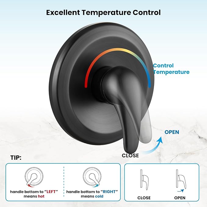 gotonovo Shower Faucet Set with Valve Kit 6 Mode Handheld Oil Rubbed Bronze | Bathroom Shower Head and Handle Set,6 Modes ABS Handheld Spray,Pressure Balance Valve and Trim Kit Complete,Single-Handle