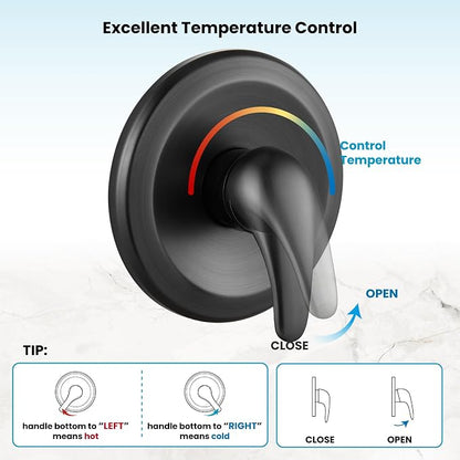 gotonovo Shower Faucet Set with Valve Kit 6 Mode Handheld Oil Rubbed Bronze | Bathroom Shower Head and Handle Set,6 Modes ABS Handheld Spray,Pressure Balance Valve and Trim Kit Complete,Single-Handle