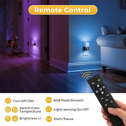 L LOHAS LED Night Light Dimmable Night Lights Plug into Wall Remote Control | RGB Color Changing, Dusk to Dawn Sensor, Acrylic Bubble Nightlight for Bathroom