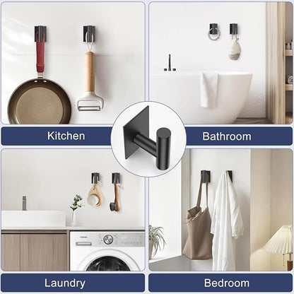 Lairuier Matte Black Bathroom Hardware Set, Adhesive or Screw Wall Mounted | Bathroom Accessories Set, Adhesive or Screw Wall Mount Toilet Paper Holder and Hand Towel Bar Holder, No Drill 2 Towel Hooks