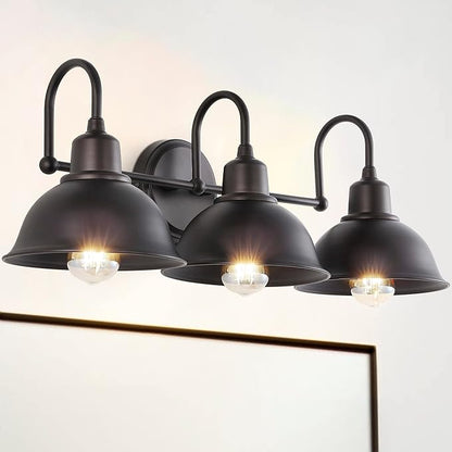 JONATHAN Y 27" Oil Rubbed Bronze Farmhouse Industrial 1-Light LED Vanity Wall Sconce for Bathroom Mirror Kitchen, Metal Shade, Dimmable Vintage Lighting, LED Bulb Included (JYL7483B)