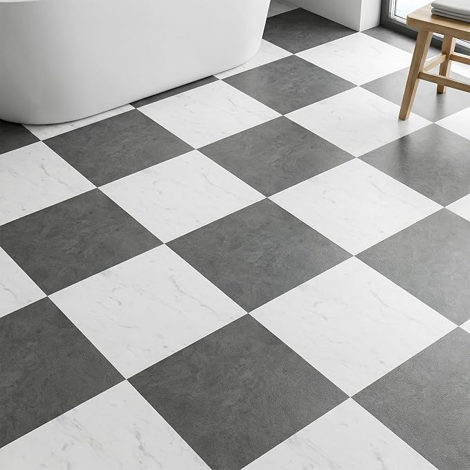 Peel and Stick Floor Tile 12 x 12 Inch Self Adhesive Marble Vinyl Flooring | waterproof and removable sticker tiles, 20-pack covers 20 Sq. Ft, DIY tiles for bedroom, bathroom, kitchen and dining room