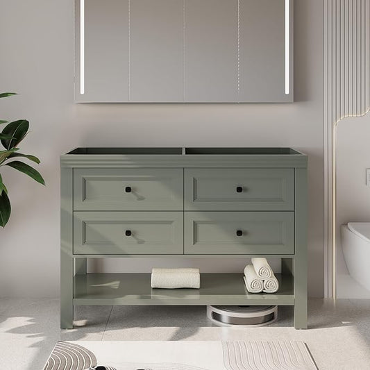 eclife 48" Bathroom Vanity with Sink Combo, Modern Painted Vanities Cabinet with Big Drawers, Opening Bottom Shelf, Raised Foot Pads, Exclude Undermount Sink, Faucet & Drain, Green