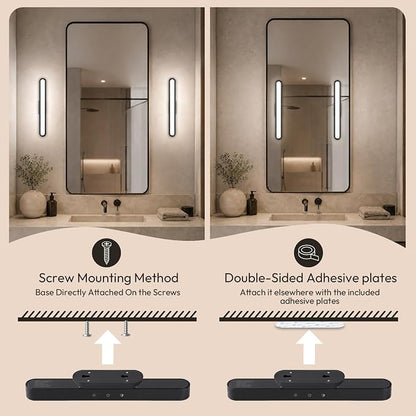 Mirror Light Bar, 2600mAh Rechargeable LED Stick on Vanity Lights for Mirror, 3 Color Modes Stepless Dimming Makeup Lights, Magnetic Wireless LED Lights for Bathroom Mirror, Closet(Black)