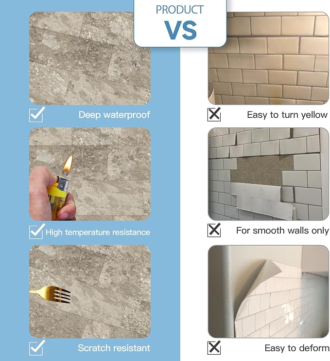 2026 New Upgrade Peel and Stick Backsplash Tile, Peel and Stick 11.34" X 11.57" Wall Tile for Kitchen, Bathroom, Fireplace, Laundry (Brownish Stone, 10 Packs)