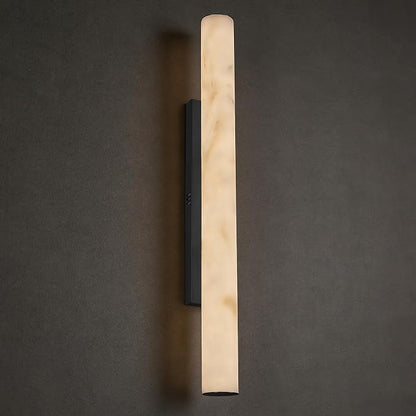Alabaster Wall Sconce Black, 36" Large Matte Black Linear Sconce, Durable Modern Wall Sconces for Bathroom Vanity, Dimmable 3000K Faux Alabaster Lighting for Living Room, Bedroom, Stairs (1 Pack)