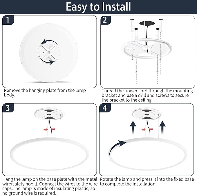 24 Inch Dimmable Ceiling Light Flush Mount 54W Remote Control LED Fixture 5400LM 3000K-6500K Adjustable Round Bright Lamp for Bedroom Kitchen Living Room Dining Bathroom White