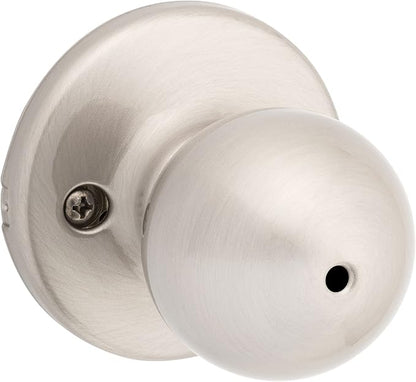 Kwikset Polo Interior Privacy Door Knob with Lock, Door Handle For Bathroom and Bedroom, Satin Nickel Keyless Turn Lock Doorknob, with Microban Protection