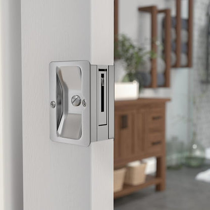 Richelieu Onward Privacy Pocket Door Pull, Rectangular, Brushed Chrome