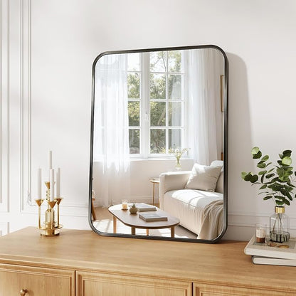 Koonmi Metal Framed Bathroom Mirror, 22"X30" Anti-Rust Bathroom Vanity Mirror, High-Definition Tempered Glass Bathroom Mirrors for Over Sink, Modern Decorative Wall Mirror for Restroom