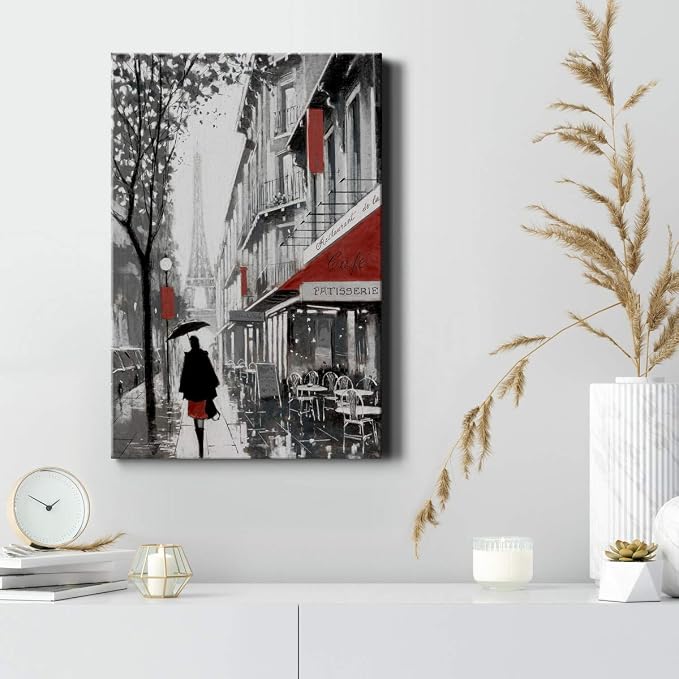 Renditions Gallery Nature Canvas Wall Art Home Paintings & Prints Misty Winter Eiffel View Romantic Modern Canvas Artwork Decorations for Bedroom Office Kitchen Wall Hanging - 18"x27" LT02