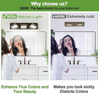 360° Rotate LED Bathroom Vanity Light Fixtures, 1300LM Acrylic Brown and Gold Vanity Lights for Bathroom, Modern Wall Lighting Fixtures Over Mirror Kitchen Living Hallway (Natural White Light 5000K)