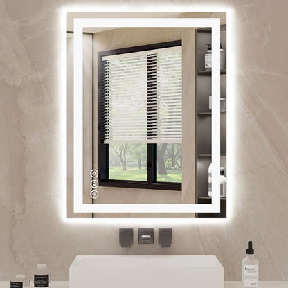 30x36 LED Bathroom Mirror with Anti-Fog, Backlit & Front Lights, Memory | Dimmable 3 Color CRI 95+ Shatterproof Tempered Glass ETL Listed for Safety Lighted Bathroom Vanity Mirror for Wall
