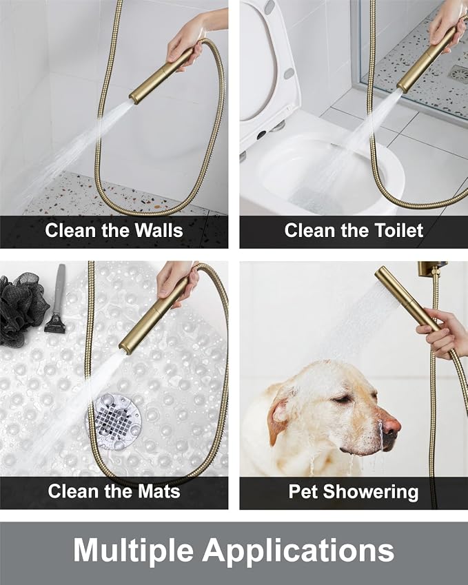 Aolemi Shower System with Rain Head and Handheld,10-Inch,Brushed Gold | High-Pressure Shower Faucet Set with Dual-Function Handheld,Rough-In Valve,1.8 GPM,Ceiling Mount Trim Kit