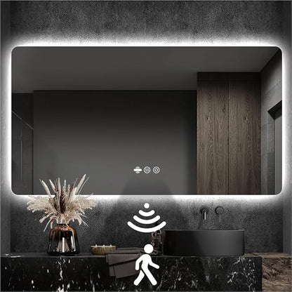 42" x 36" LED Bathroom Mirror with Lights - Motion Sensor | Smart Backlit Mirror, Anti-Fog, 3-Color Stepless Dimmable Lighted Mirror, Memory Function, Rounded-Corner Rectangle, CRI≥93
