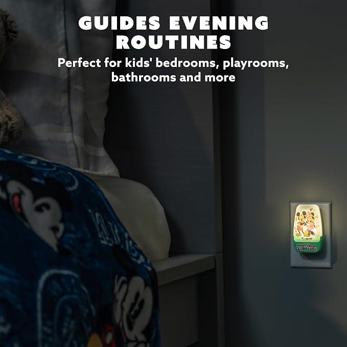 Disney Mickey Mouse Clubhouse LED Night Lights Plug Into Wall NightLight | for Kids Room Decor Ambient LightingGirls Boys Bedroom Bathroom Light Nursery 86142