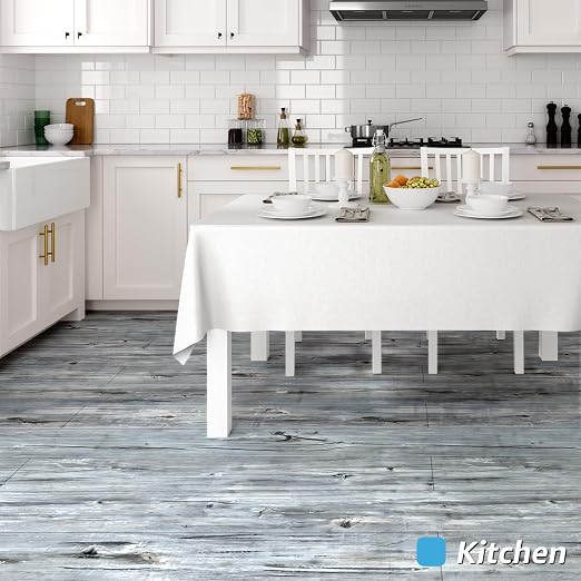 Art3d Wood Textured Peel and Stick Vinyl Floor Tiles, 40-Pack, Dust Grey