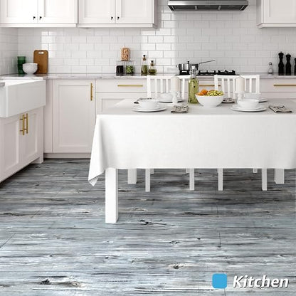Art3d Wood Textured Peel and Stick Vinyl Floor Tiles, 40-Pack, Dust Grey