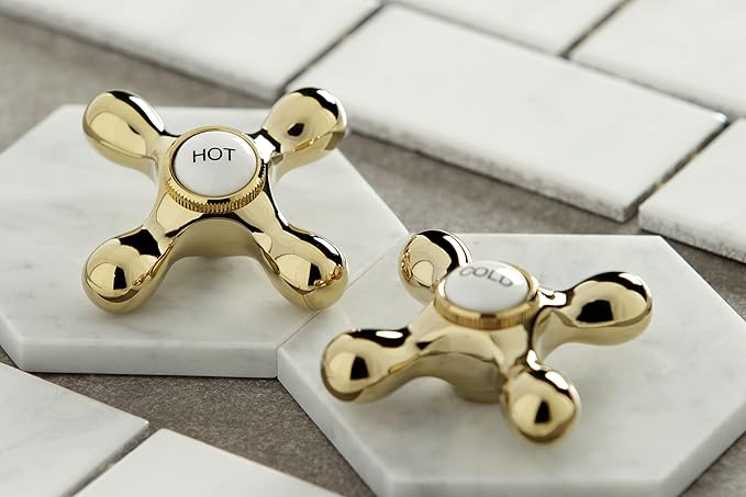 Kingston Brass KS1222AX Heritage Wall Mount Bathroom Faucet, Polished Brass