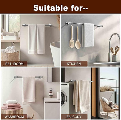 SEIDO Anti-Dropping Towel Holder with 21.4" Hanging Length, Stainless Steel Towel Bar for Bathroom Wall, Double Locking Design Towel Rack for Bathroom, Brushed Nickel, 24 Inch, 2pc