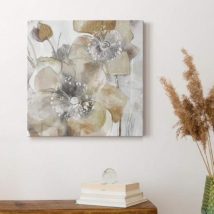 Renditions Gallery Taupe Spring Poppy Wall Art, Premium Gallery Wrapped Canvas Decor, Ready to Hang, 10 in H x 10 in W, Made in America Print (Model: AZS-WC25-18276-R-1010-MK)