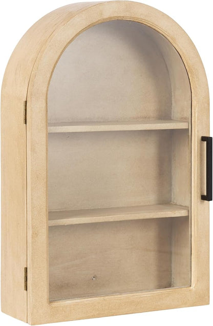 Kate and Laurel Arcott Modern Arch Wall Cabinet, 16 x 7 x 24, Natural Wood, Transitional Arched Cabinet for Use as Over-The-Toilet Storage or Living Room Storage Option