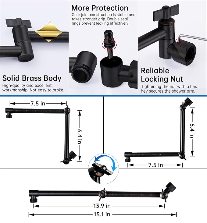 G-Promise All Metal 12 Inches Rainfall Shower Head with Handheld Combo | All Metal, Built to Last, Easy Install, Adjustable Height & Angle for All Heights, Extra Long Hose, Modern Upgrade