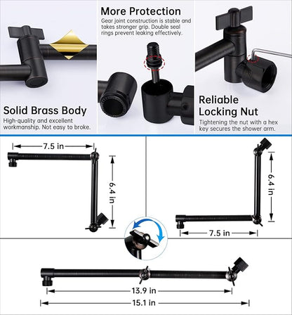 G-Promise All Metal 12 Inches Rainfall Shower Head with Handheld Combo | All Metal, Built to Last, Easy Install, Adjustable Height & Angle for All Heights, Extra Long Hose, Modern Upgrade