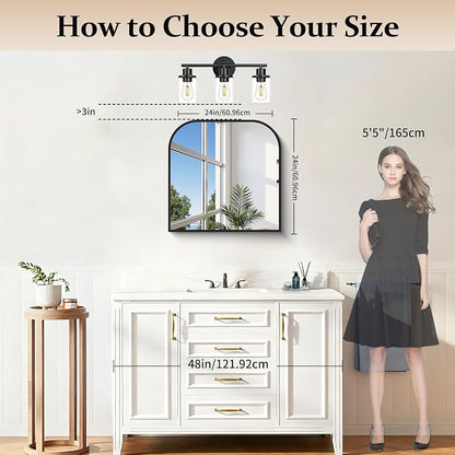 COFENY Bathroom Mirror, 24x24 inch Black Square Wall Mounted Mirror with Thin Frame, Bathroom Vanity Mirrors for Over Sink, Entryway, Living Room, Bedroom