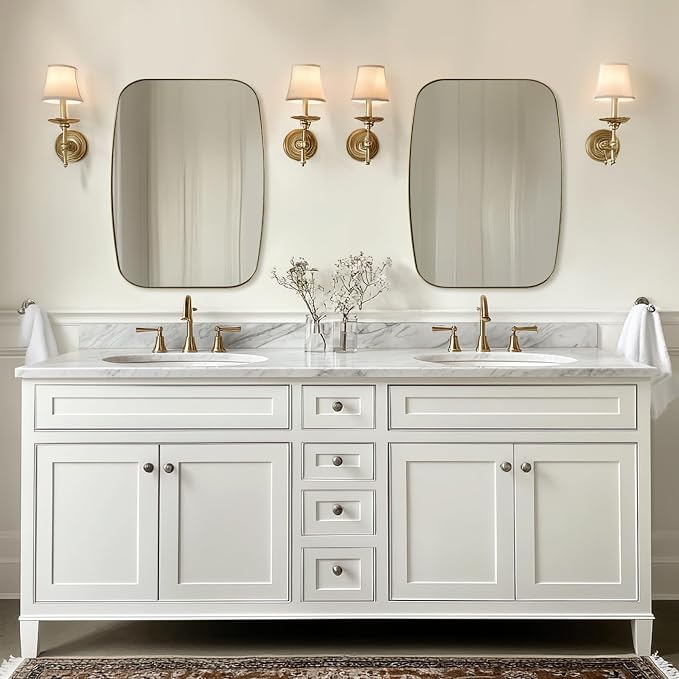 Oval Mirrors for Bathroom, 24x30 Gold Bathroom Vanity Mirror with Metal Frame, Brass Oblong Mirror for Over Sink, Modern Anti Rust Wall Mounted
