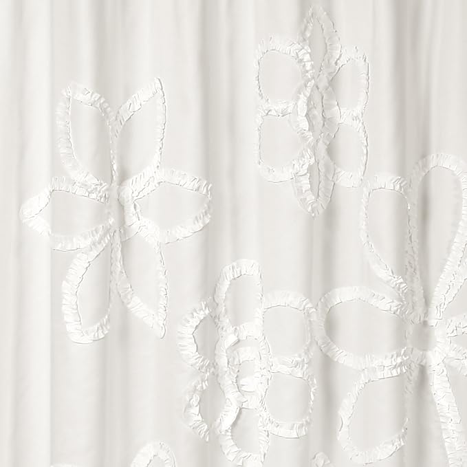 Lush Decor White Ruffle Flower Polyester Shower Curtain,72" W x 72" L (Pack of 6)