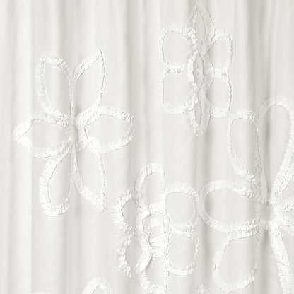 Lush Decor White Ruffle Flower Polyester Shower Curtain,72" W x 72" L (Pack of 6)