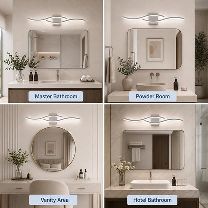 Modern Vanity Lights Dimmable Bathroom Light Fixtures Over Mirror Bathroom LED Vanity Light for Bathroom Living Room (Brushed Nickel,39.37Inch,5500K)