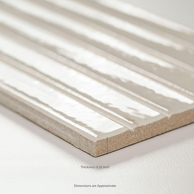 MSI Marino Artic Pearl 5 in. x 10 in. Glossy Porcelain Fluted Wall Tile for Bathroom, Kitchen Backsplash, Accent Wall Tile, and Shower Wall Tile