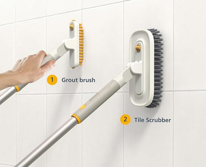 Joseph Joseph CleanTech 2-in-1 Tile and Tub Scrubber and Grout Cleaning Brush with V-Shaped Bristles