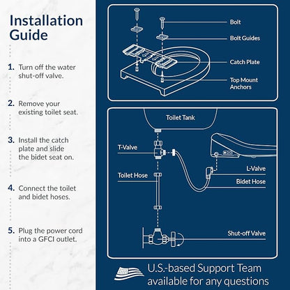 Bio Bidet USPA PRO Modern Bidet Seat, Warm Water, Heated Seat & Dryer, Remote Control, Round