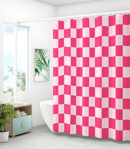 Shower Curtain for Bathroom Stall Boho Modern Cute Aesthetic Decorative Girly Waterproof Unique Checkered Plaid Girls Chic Print Design Teen Pretty Women Cortinas de Baño Bathtub 72 x72 Inch
