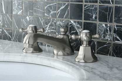 Kingston Brass KS4468BX Metropolitan Widespread Lavatory Faucet with Metal Cross Handle, Brushed Nickel,8-Inch Adjustable Center